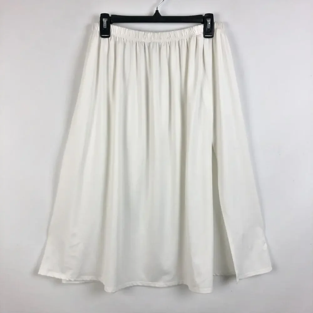 BLACK HALO Women White Kyree Side Slit Midi Skirt Size 12 Elastic Waist Stretch
